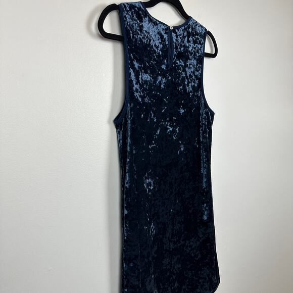 NWT Entro Womens Crochet Lace Velvet Navy Blue Sleeveless Mini Shift Dress Small - Picture 5 of 9